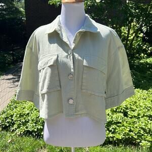 Zara Light Green Cropped Oversized Top